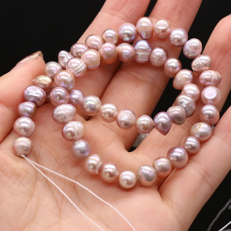 7-8mm Orange Freshwater Pearl Beads Round Loose Spacer Beads for Jewelry Making