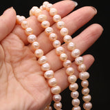 7-8mm Orange Freshwater Pearl Beads Round Loose Spacer Beads for Jewelry Making