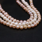 7-8mm Orange Freshwater Pearl Beads Round Loose Spacer Beads for Jewelry Making