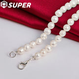 Freshwater Pearl Chain Necklace 925 Silver Lobster Clasp Wedding Jewelry
