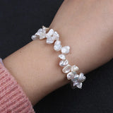 Natural Keshi Freshwater Pearl Chain Bracelet For Women