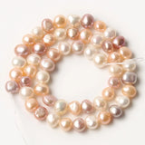 7-8mm Pink Freshwater Pearls Flat Round Loose Beads DIY Jewelry Making