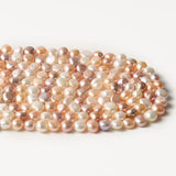 7-8mm Pink Freshwater Pearls Flat Round Loose Beads DIY Jewelry Making