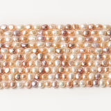 7-8mm Pink Freshwater Pearls Flat Round Loose Beads DIY Jewelry Making