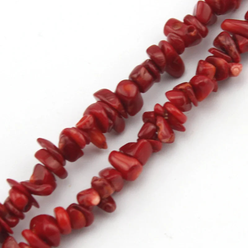7-8mm Red Pink Coral Chips Natural Stone Beads 34 inch Strand