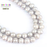 7-8mm Grey Round Freshwater Pearl Beads for Jewelry Making Diy Necklace 15''