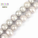 7-8mm Grey Round Freshwater Pearl Beads for Jewelry Making Diy Necklace 15''