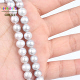 7-8mm Grey Round Freshwater Pearl Beads for Jewelry Making Diy Necklace 15''