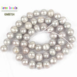 7-8mm Grey Round Freshwater Pearl Beads for Jewelry Making Diy Necklace 15''