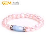 Pink Pearl Aquamarines Bracelet Jewelry for Women