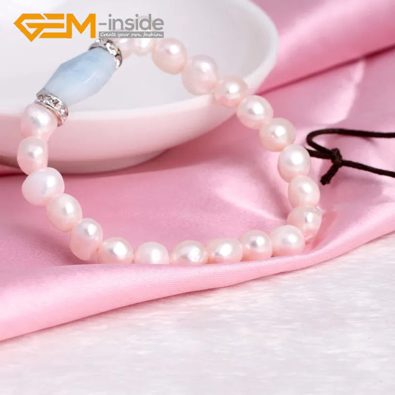 Pink Pearl Aquamarines Bracelet Jewelry for Women