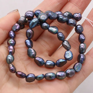 7-8mm Natural Freshwater Pearls Round Beads 15"