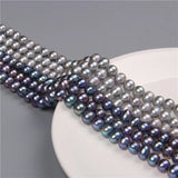 7-8mm Silver Freshwater Pearl Beads DIY Jewelry Making 14''