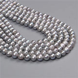 7-8mm Silver Freshwater Pearl Beads DIY Jewelry Making 14''