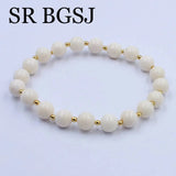 Natural Coral Stretch Bracelet 7-8inch