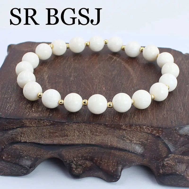 Natural Coral Stretch Bracelet 7-8inch