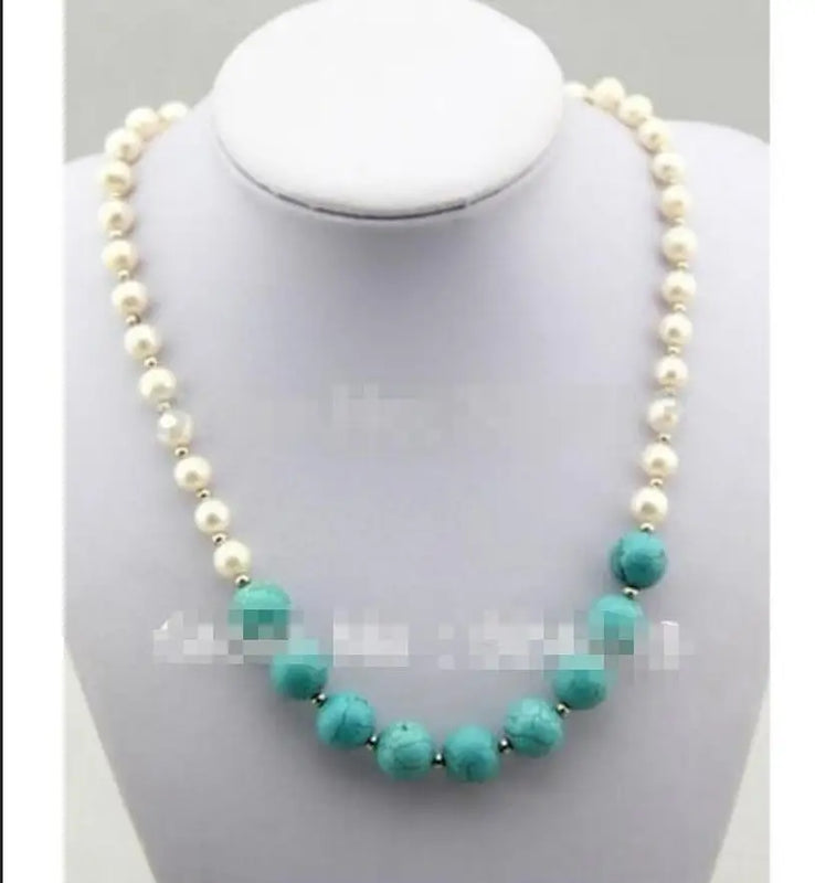 Freshwater Pearl Turquoise Pendant Necklace