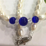 7-8mm Akoya Freshwater Rice Pearl & Dark Opal Necklace