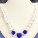 7-8mm Akoya Freshwater Rice Pearl & Dark Opal Necklace
