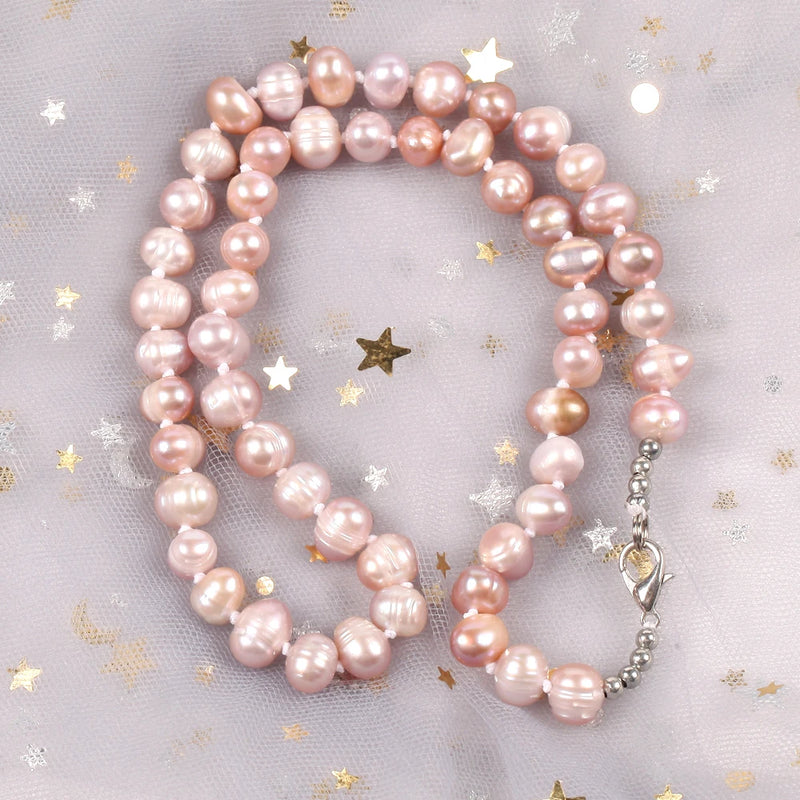 7-8mm Natural Freshwater Rice Pearl Chokers Necklace Gift
