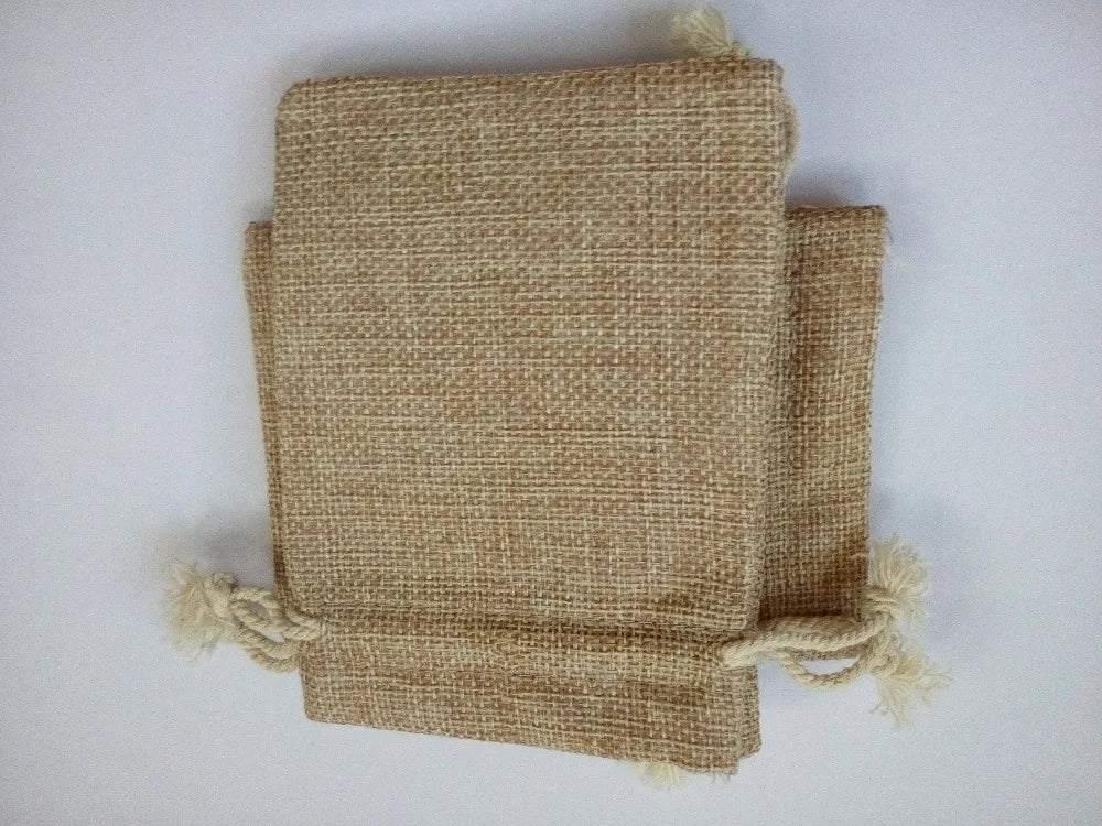 5pcs Vintage Jute Sacks Drawstring Bags for Jewelry/Wedding/Christmas