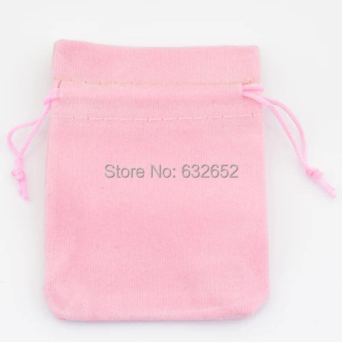 Pink Fabric Pouch with Floating Charms, 7x9 cm