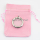Pink Fabric Pouch with Floating Charms, 7x9 cm