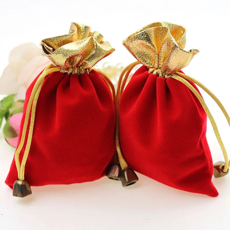 10pcs Phnom Penh Red Jewelry Velvet Bags For Packing DIY Women Jewellery Pouches