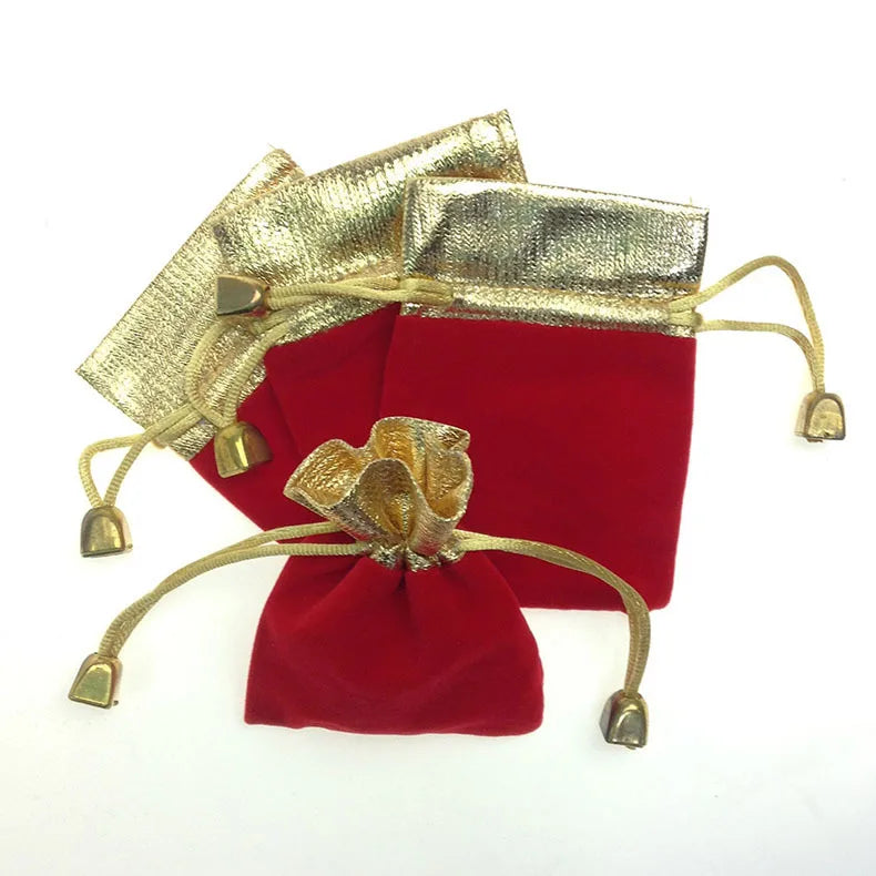 20pcs Phnom Penh Red Velvet Jewelry Bags for Women, Drawstring Pouches