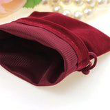 Wine Red Velvet Jewelry Bags 20pcs Drawstring Pouches DIY Women Jewellery Pouch