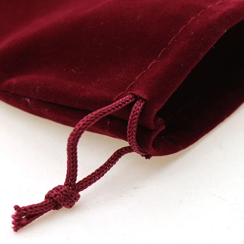 Wine Red Velvet Jewelry Bags 20pcs Drawstring Pouches DIY Women Jewellery Pouch