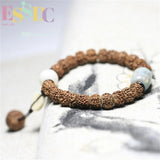 Natural Rudraksha Beads Bracelet with Shoushan Stone Charm