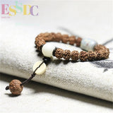 Natural Rudraksha Beads Bracelet with Shoushan Stone Charm