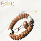 Natural Rudraksha Beads Bracelet with Shoushan Stone Charm