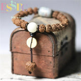 Natural Rudraksha Beads Bracelet with Shoushan Stone Charm