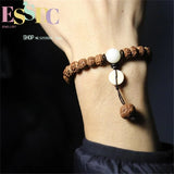Natural Rudraksha Beads Bracelet with Shoushan Stone Charm