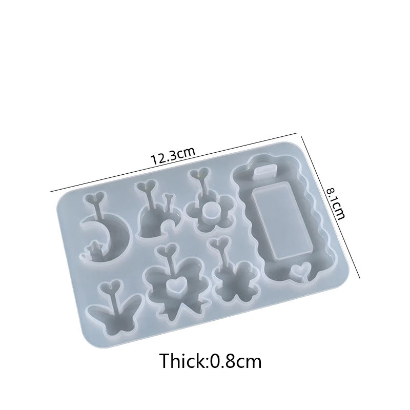 7 Cavity Resin Mold for Jewelry Making DIY Keychain Crafts Pendant Silicone Moul
