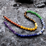 7 Chakra Bead Necklace Healing Crystals Natural Round Gemstone Colorful Pendant