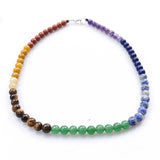 7 Chakra Bead Necklace Healing Crystals Natural Round Gemstone Colorful Pendant