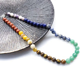 7 Chakra Bead Necklace Healing Crystals Natural Round Gemstone Colorful Pendant