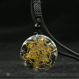 7 Chakra Stone Necklace Metatron Cube Pendant Orgone Lapis Lazuli