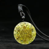 7 Chakra Stone Necklace Metatron Cube Pendant Orgone Lapis Lazuli