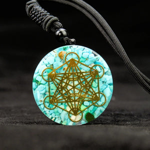 7 Chakra Stone Necklace Metatron Cube Pendant Orgone Lapis Lazuli