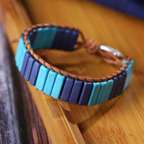 7 Chakra Bracelet Natural Stone Leather Yoga Couple Woman