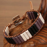 7 Chakra Bracelet Natural Stone Leather Yoga Couple Woman