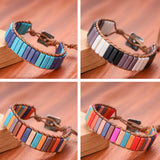 7 Chakra Bracelet Natural Stone Leather Yoga Couple Woman