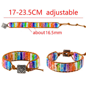 7 Chakra Tube Beads Leather Wrap Bracelet Couples Bracelets