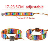 7 Chakra Tube Beads Leather Wrap Bracelet Couples Bracelets