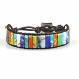 7 Chakra Tube Beads Leather Wrap Bracelet Couples Bracelets
