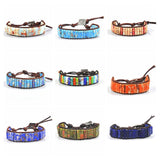 7 Chakra Tube Beads Leather Wrap Bracelet Couples Bracelets